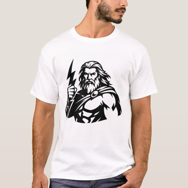 Camiseta Zeus Minimalista em Preto e Branco (Frente)