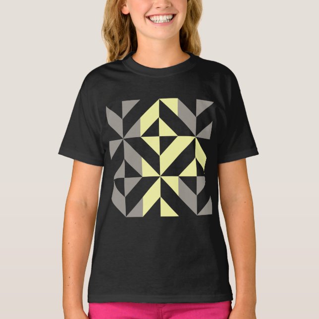 Camiseta ZigZag Geométrico Amarelo e Silver (Frente)