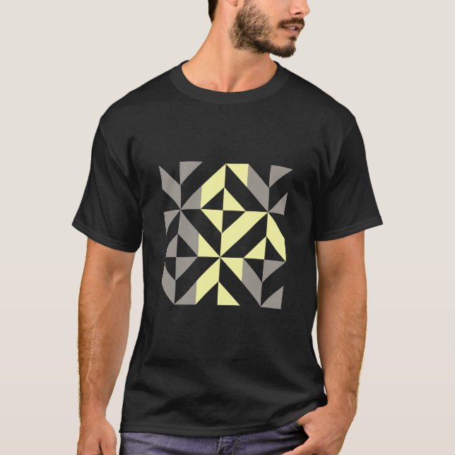 Camiseta ZigZag Geométrico Amarelo e Silver (Frente)