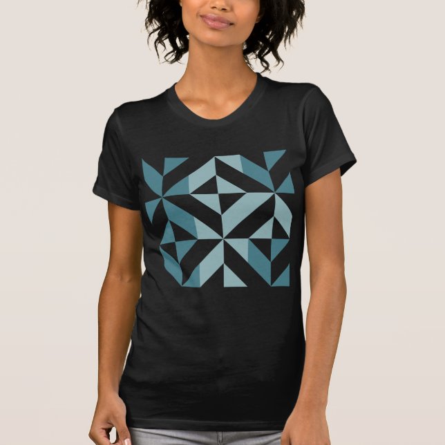 Camiseta ZigZag Geométrico com Duas Pontas Verde Teal (Frente)