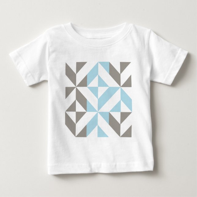 Camiseta ZigZag Geométrico de Azul e Prata (Frente)