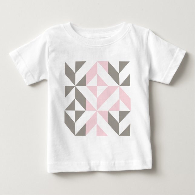 Camiseta ZigZag geométrico, rosa e prata (Frente)