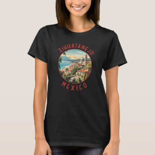 Camiseta Zihuatanejo México Círculo Distressado Retro