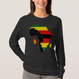 Camiseta Zimbábue Bandeira África Mapa Étnico Negro W
