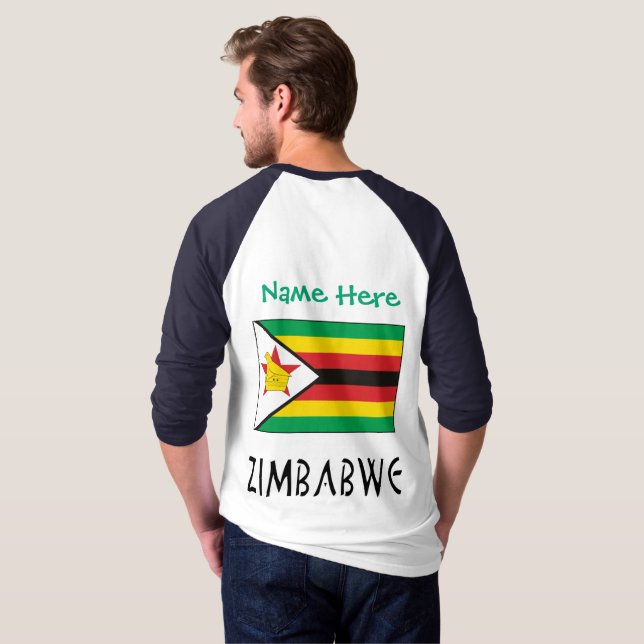 Camiseta Zimbábue Bandeira Verde Personalizado Homens (Parte Traseira Completa)