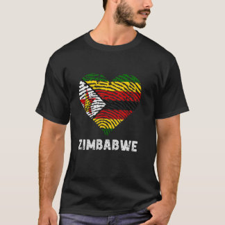Camiseta Zimbábue Coração Vintage Raízes Zimbabuianas Zimba