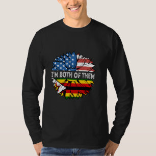 Camiseta Zimbábue Eu sou ambos EUA Sunflower Zimbabwe