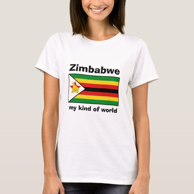 Camiseta Zimbabwe Bandeira + Mapa + Texto (Frente)