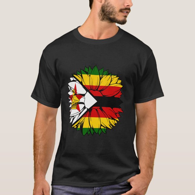 Camiseta Zimbabwe Flag Sunflower Zimbabwean Roots Zimbabwea (Frente)
