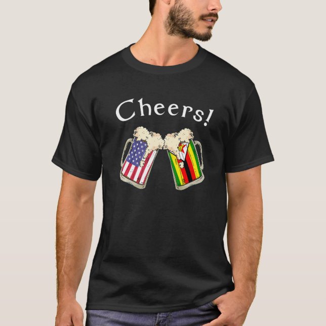 Camiseta Zimbabwean American Patriot Grown Country Cheers B (Frente)