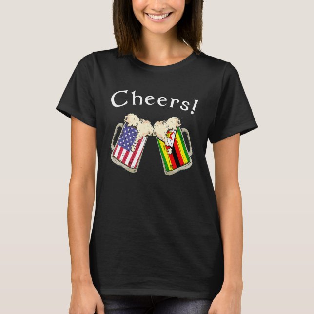 Camiseta Zimbabwean American Patriot Grown Country Cheers B (Frente)