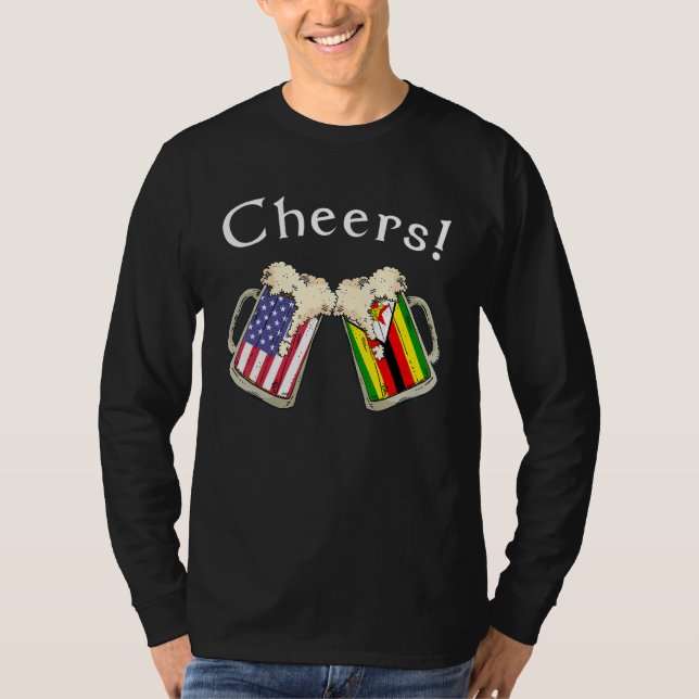 Camiseta Zimbabwean American Patriot Grown Country Cheers B (Frente)
