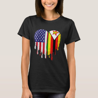 Camiseta Zimbabwean American Patriot Grown Country Melting 