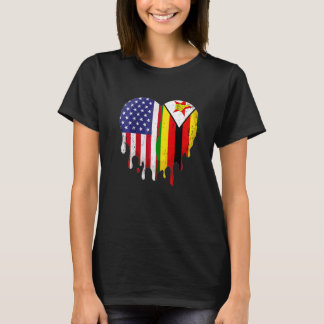 Camiseta Zimbabwean American Patriot Grown Country Melting