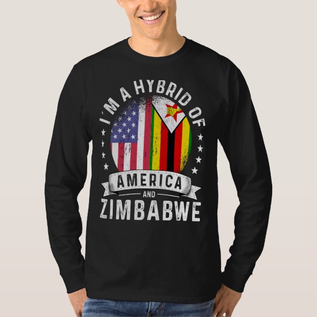 Camiseta Zimbabwean American Patriot Grown Flag Humor (Frente)