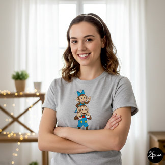 Camiseta Zina and Mimo carrying her on his shoulder.