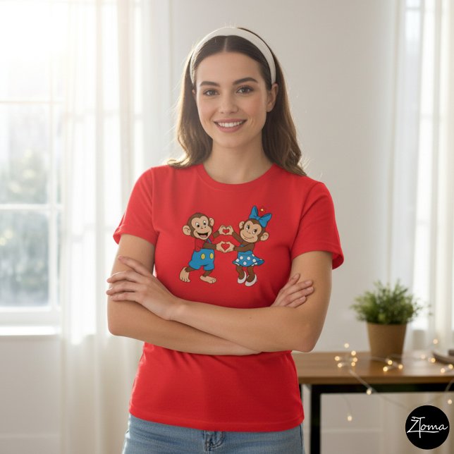 Camiseta Zina and Mimo make a heart with their hands (Criador carregado)