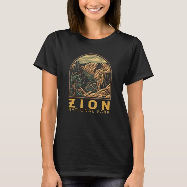 Camiseta Zion National Park Retro Emblem (Frente)