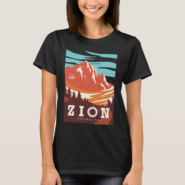 Camiseta Zion National Park Utah Hiking Travel Poster  Idea (Frente)