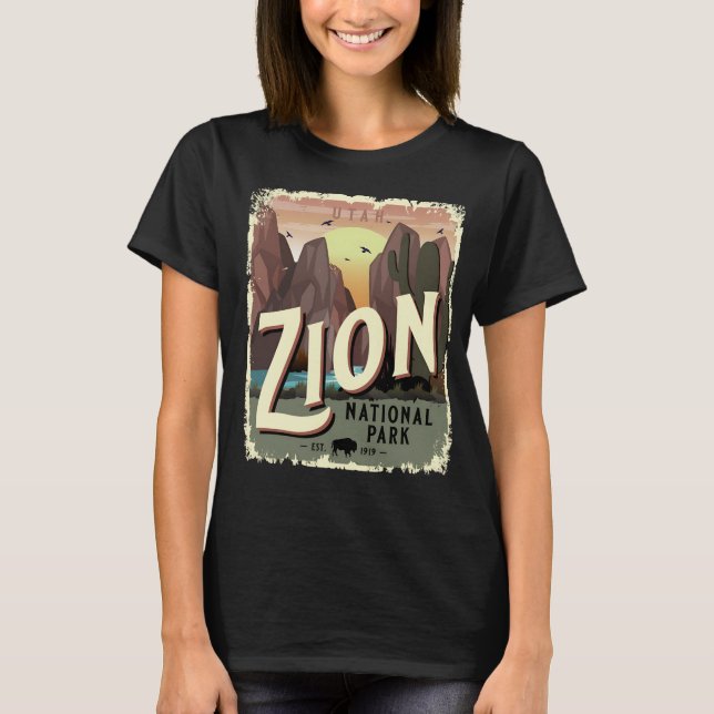 Camiseta Zion National Park Utah Viagens vintage Styl (Frente)