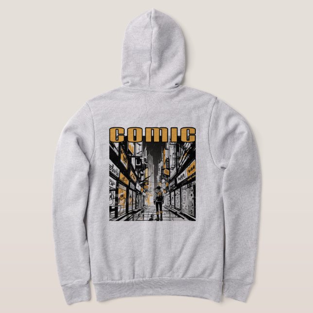 Camiseta Zip de Cheio de banda desenhada (Postura das costas)