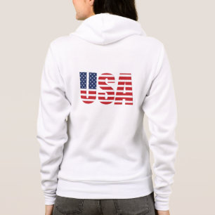 Camiseta Zip Hoodie, um Patriótico das mulheres