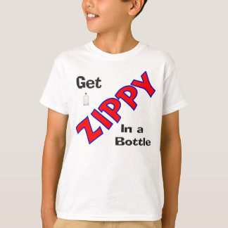 Camiseta zippy em uma garrafa