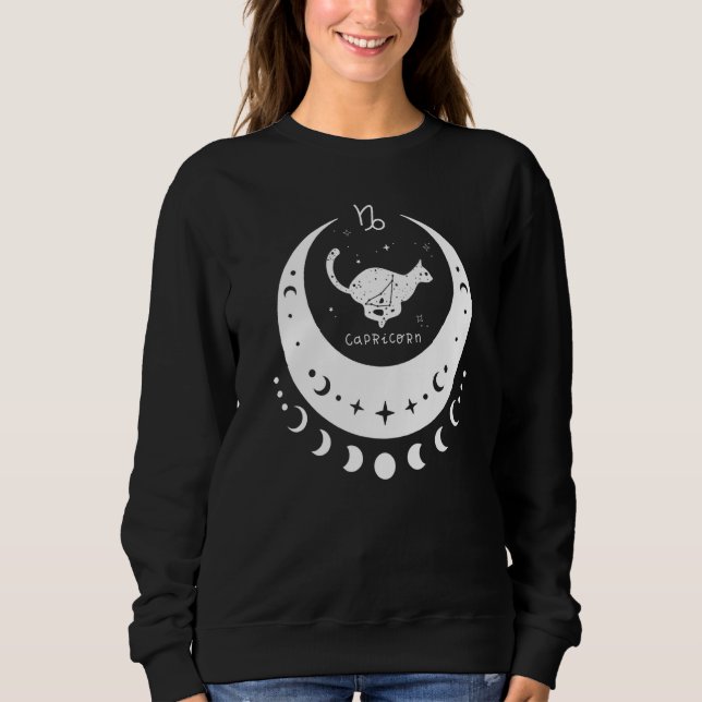Camiseta Zodiac Capricorn Horoscope Astrology Sign Cat Cres (Frente)