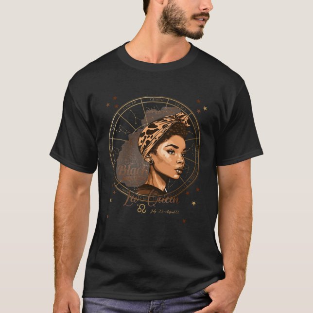 Camiseta Zodiac Constellation Leo Black Queen (Frente)