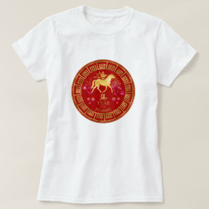 Camiseta Zodiac Horse Red/Dourado ID542 chinês