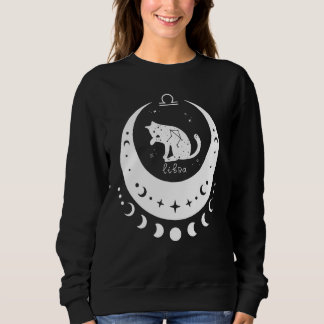 Camiseta Zodiac Libra Horoscope Astrology Sign Cat Crescent
