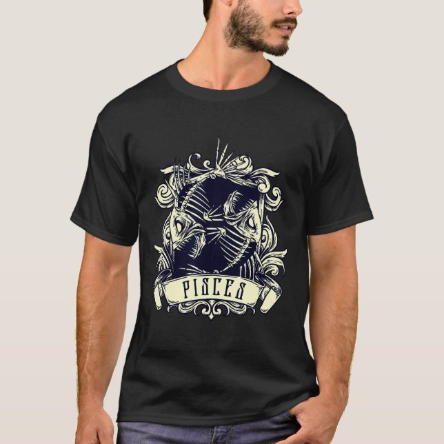 Camiseta Zodiac Mau 2 Fish Skeleton Occult (Frente)