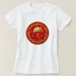 Camiseta Zodiac Rat Red/Dourado ID542 chinês