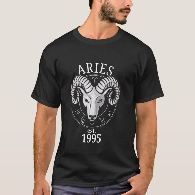 Camiseta Zodíaco Áries Carneiro Nasceu em 1995 (Frente)