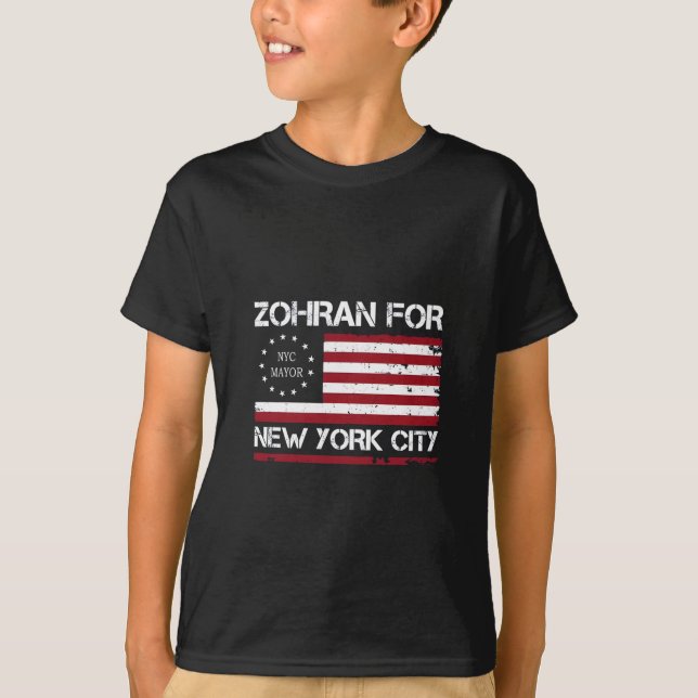 Camiseta Zohran Mamdani para Prefeito de NYC com Bandeira d (Frente)