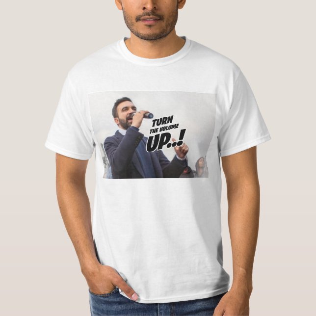 Camiseta Zohran Mamdani - Turn the Volume Up (Frente)
