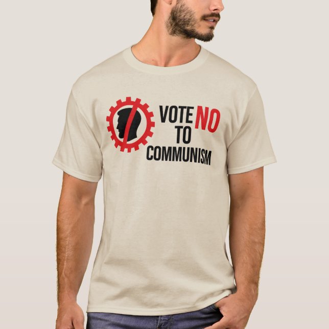 Camiseta Zohran Mamdani Vota não ao comunismo (Frente)