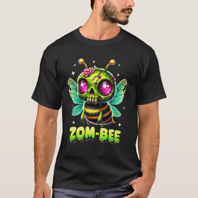 Camiseta Zom-Bee Adoravelmente Assustadora Zombie Bee Hallo (Frente)