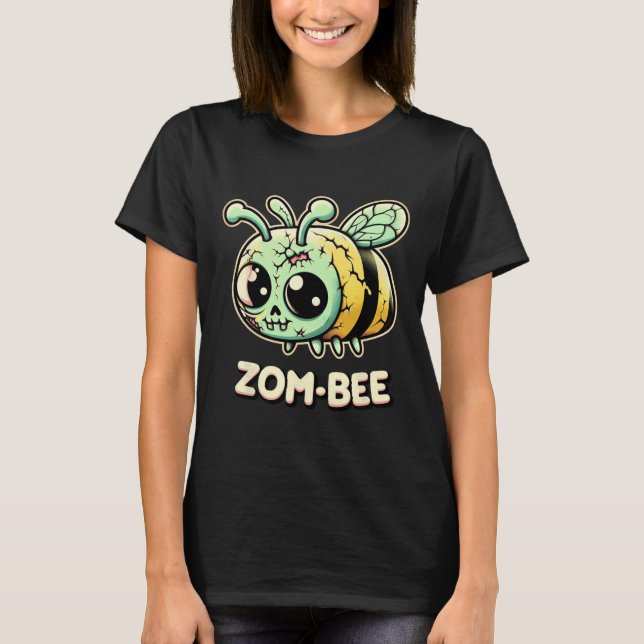Camiseta Zom-Bee Adoravelmente Assustadora Zombie Bee Hallo (Frente)