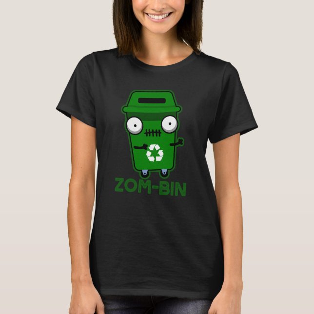 Camiseta Zom caixa Engraçado Zombie Caixa Lixo Escuro BG (Frente)