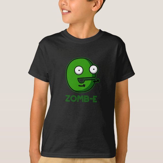 Camiseta Zomb-E Dia de as Bruxas engraçado Zombie Alphabet  (Frente)