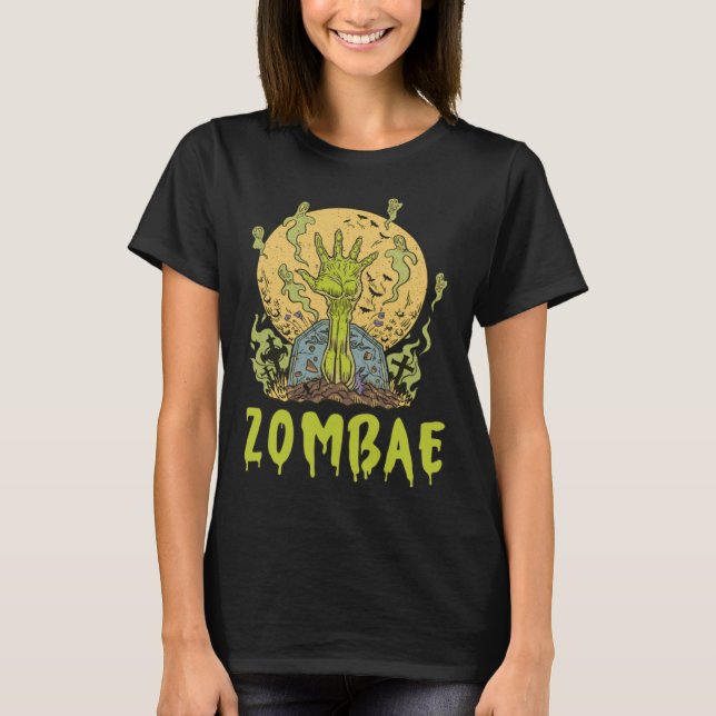 Camiseta Zombae Zombie Halloween Boyfriend Girlfriend Coupl (Frente)