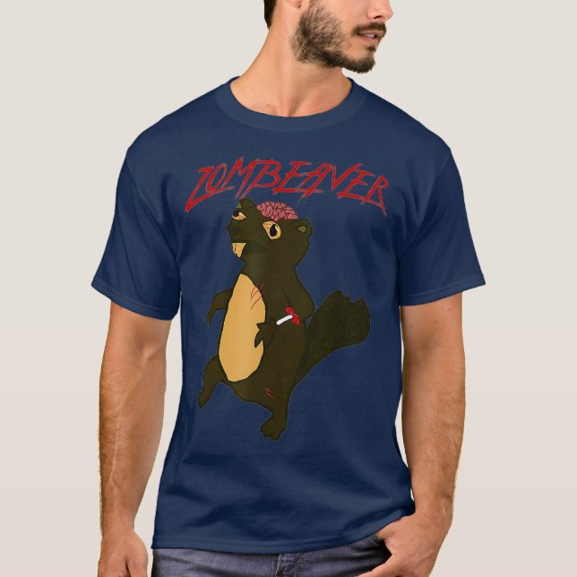 Camiseta Zombeavers Engraçado Piada Zombie Beaver Spooky (Frente)