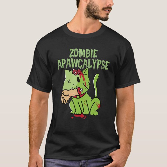 Camiseta Zombie Apawcalypse Gato Zombie Zombie Cute Kitten  (Frente)