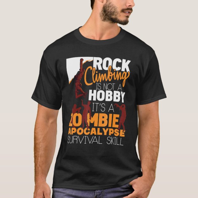 Camiseta Zombie Apocalypse Sobrevivente de Escalada de Rock (Frente)