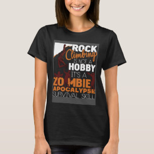 Camiseta Zombie Apocalypse Sobrevivente de Escalada de Rock