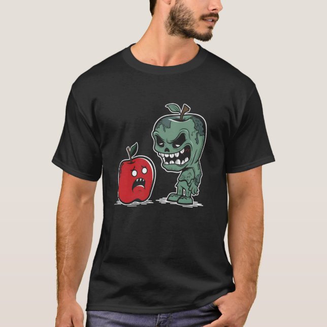 Camiseta Zombie Apple - Engraçado Zombie Zombie Halloween L (Frente)