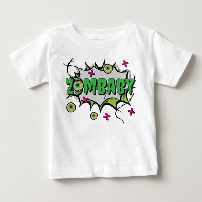 Camiseta Zombie Bebê Zombie, Ghoulish Bonito (Frente)