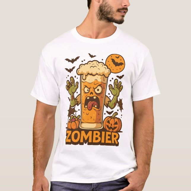 Camiseta Zombie Bierglas Halloween (Frente)