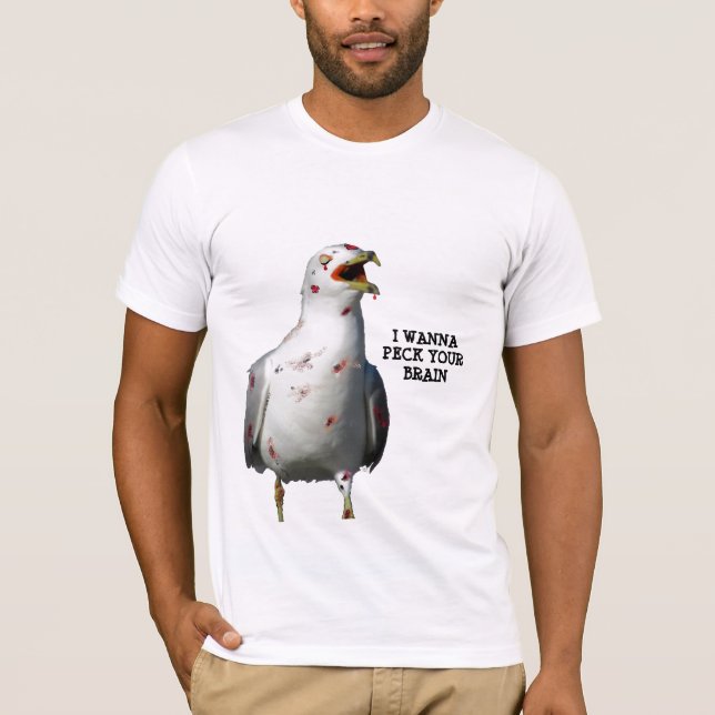 Camiseta Zombie Bird quer jogar seu cérebro (Frente)